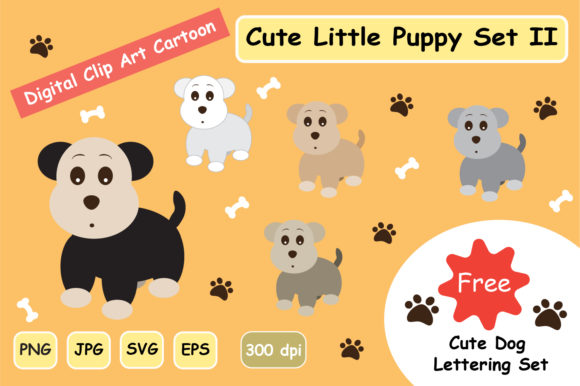 Cute Little Puppy Clipart Dog Set 2