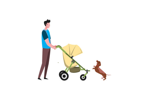 Dad, Baby Dog Family Asset